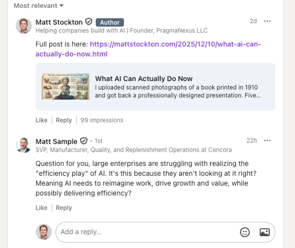 LinkedIn question about enterprise AI adoption